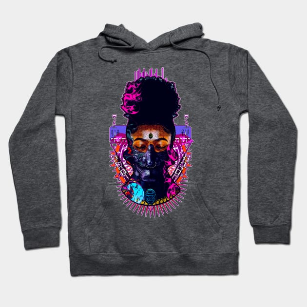 Afro Hair Black Girl Shogun Melanin Ronin Warrior 3 Hoodie by Glass Table Designs